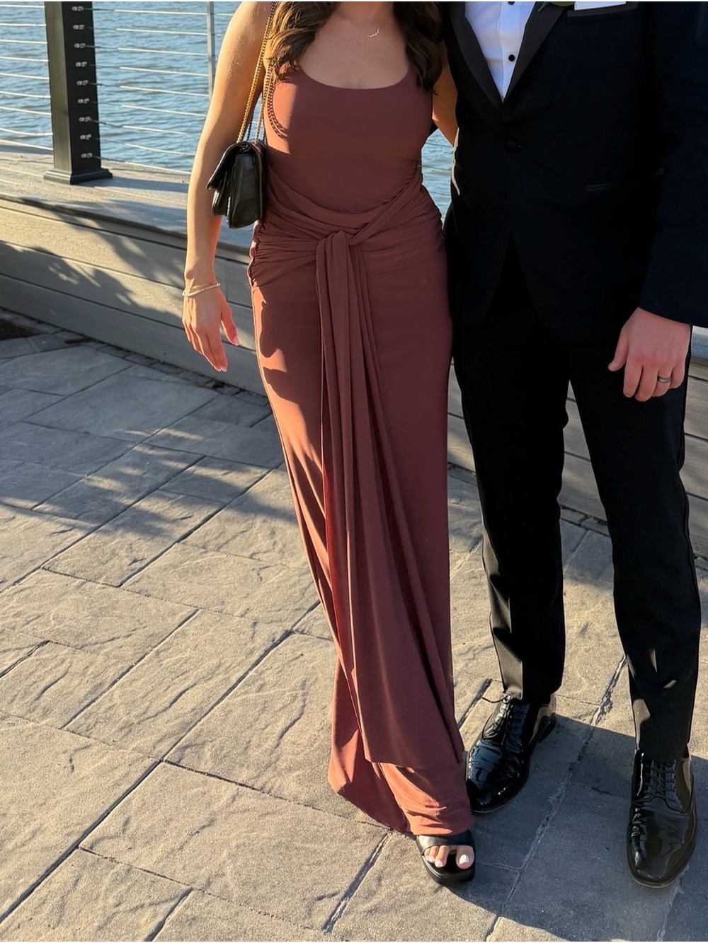Club London Mauve Twist-Waist Maxi Dress